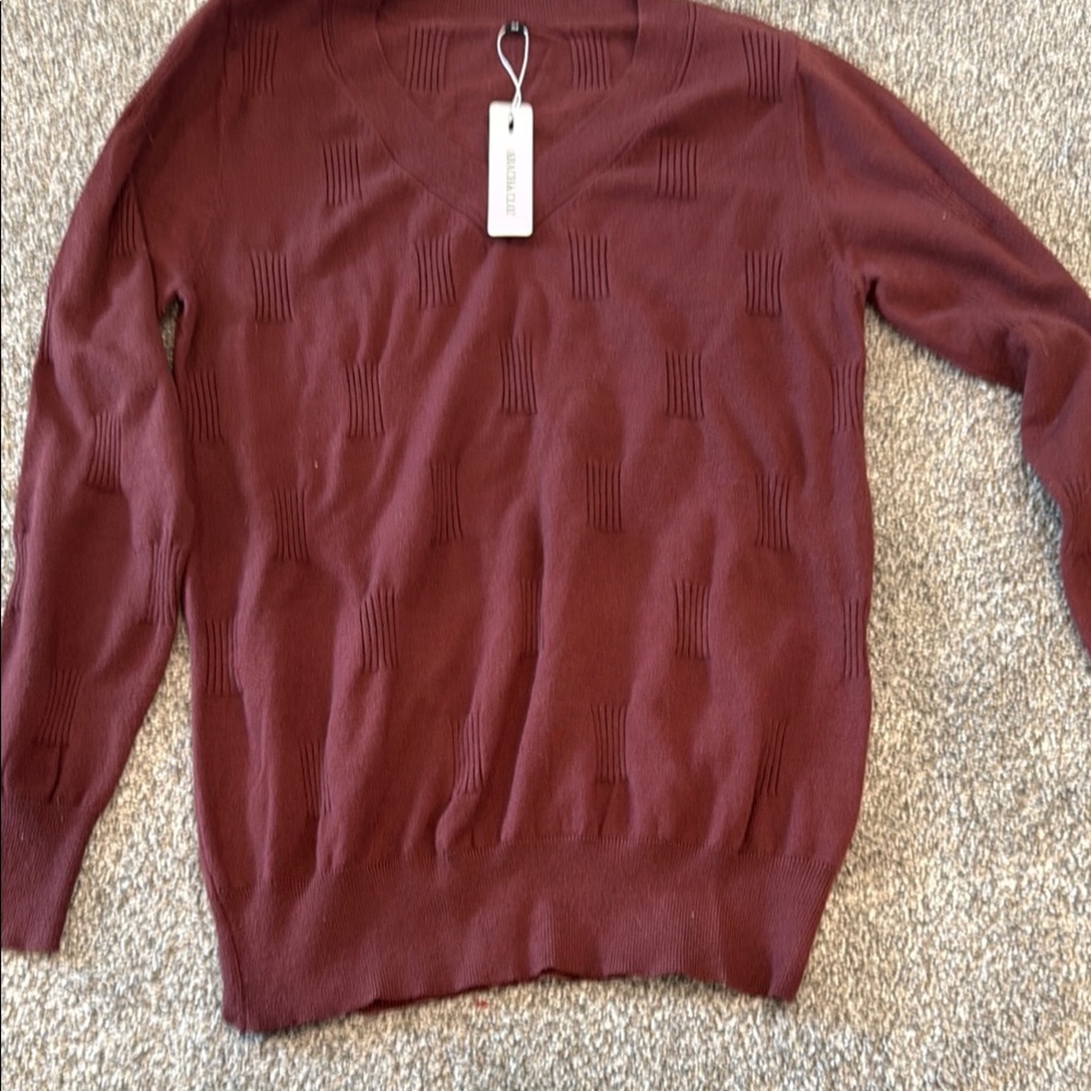 Classic Red Crew Neck Sweater with Fine Knit